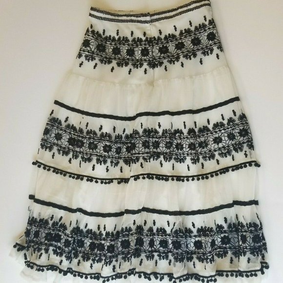 Vtg Neiman Marcus Sz Small Long Lace Tassel Skirt - Picture 6 of 10